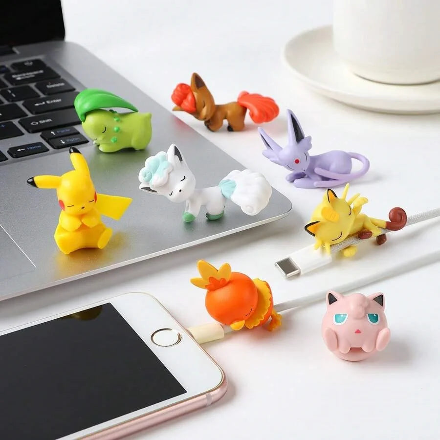 12 style Data Cable Protective Sleeve Kawaii Anime Pokemon Toys Cute Pikachu Eevee Meowth Vulpix Cartoon Charger Cable Protector