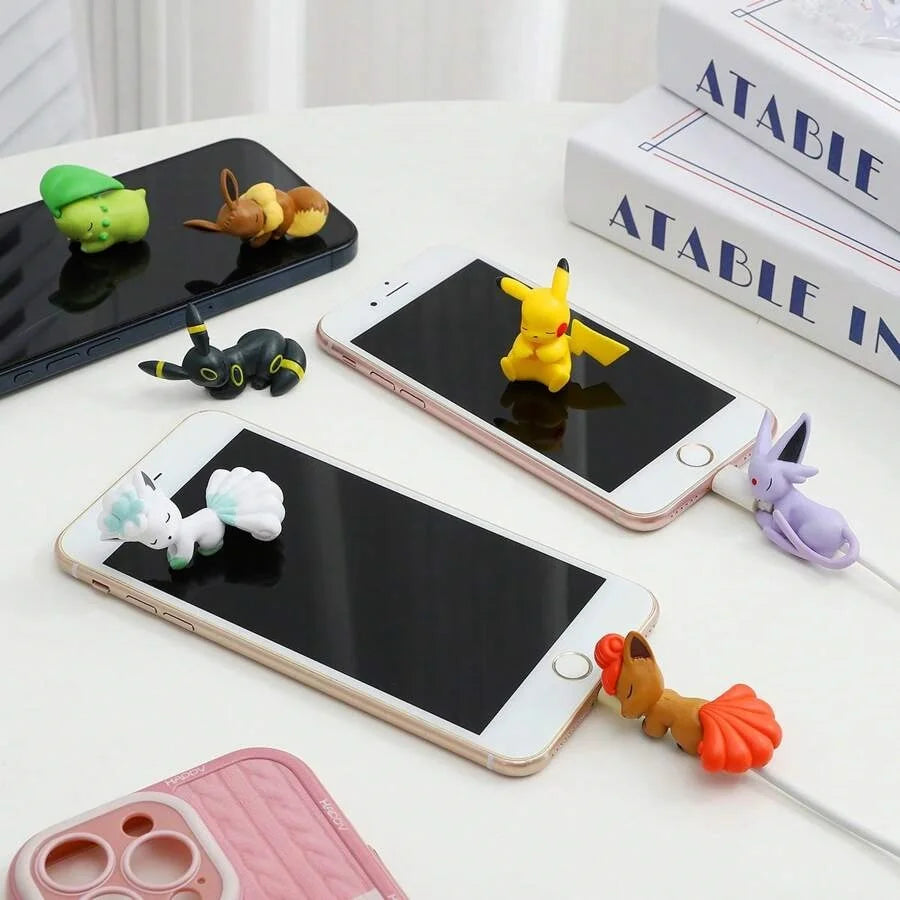 12 style Data Cable Protective Sleeve Kawaii Anime Pokemon Toys Cute Pikachu Eevee Meowth Vulpix Cartoon Charger Cable Protector