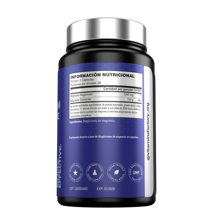 Magnesium Bisglycinate 1000mg lateral instrucciones