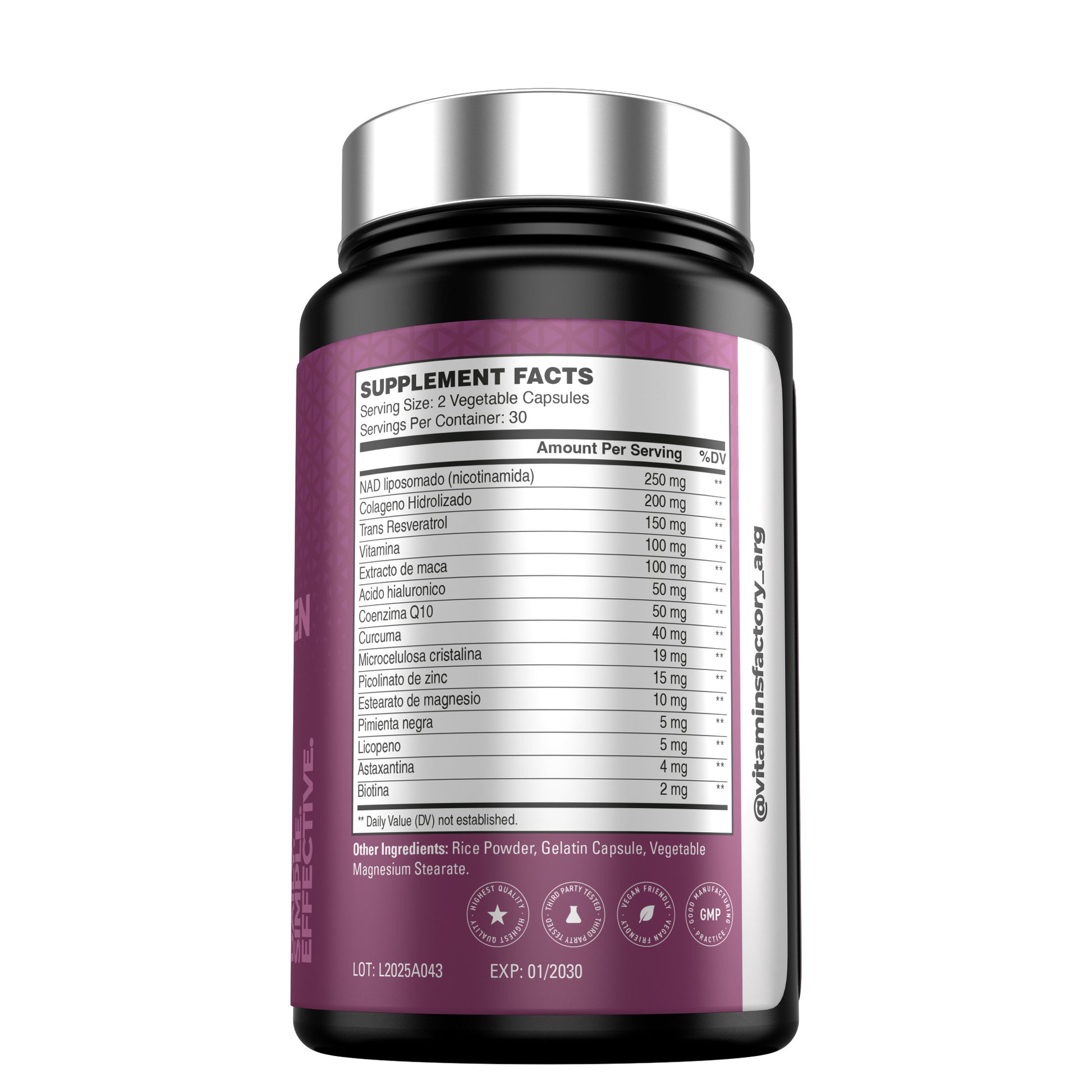 NAD Complex Women Ultra Premium lateral instrucciones